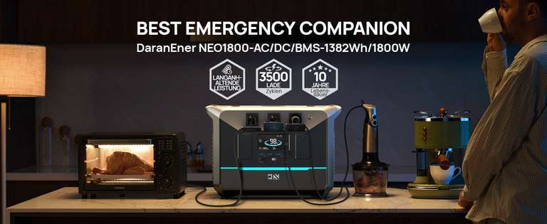 DaranEner NEO1500Pro Portable Power Station | 1800W 1382Wh - Neuer Bestpreis!