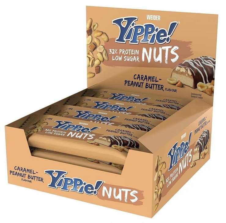 12x 45g Weider Yippie! Nuts Protein Bar - Caramel-Peanut Butter (MHD 30.07., ~1.02€ pro Riegel, ab 7 Packungen ~60 Cent)