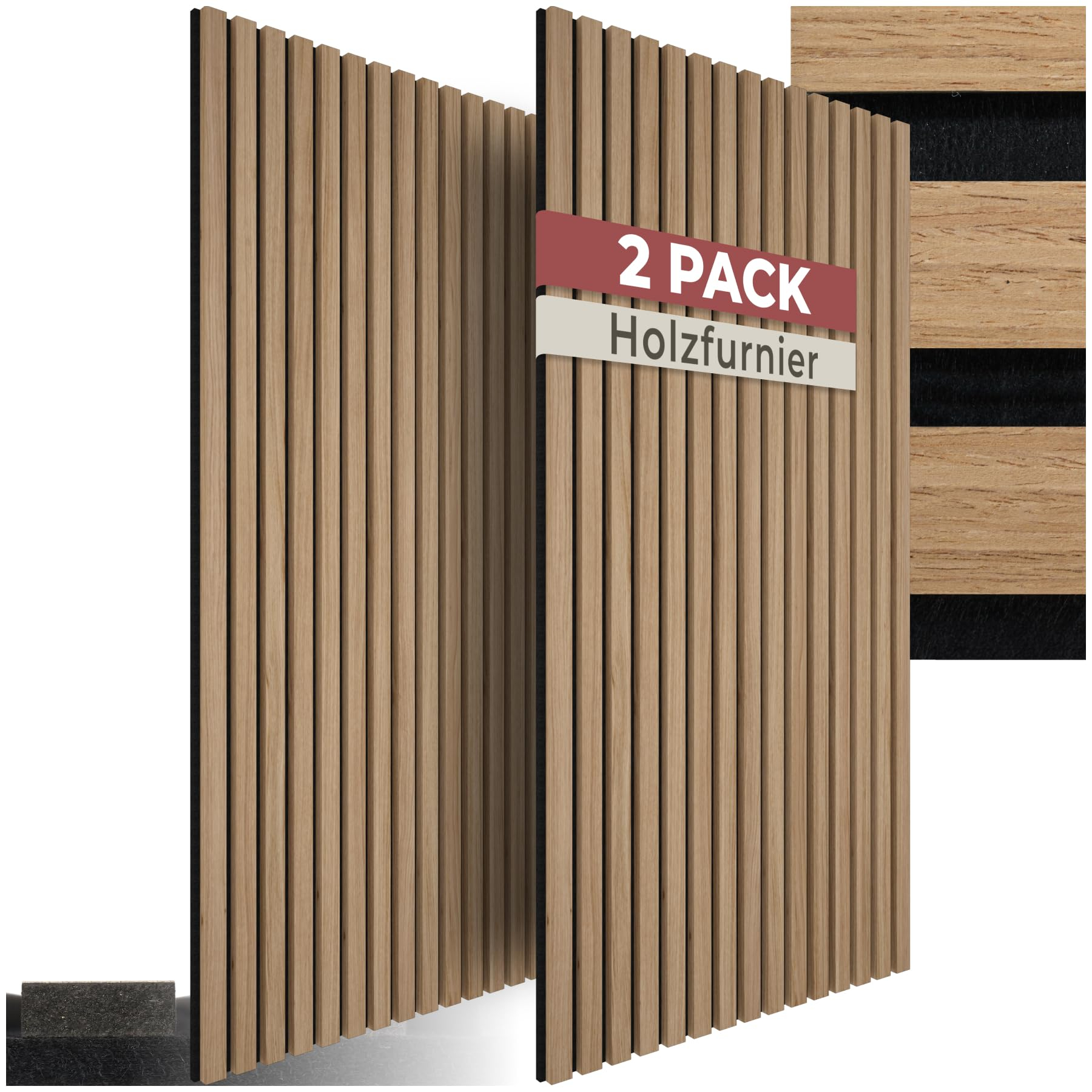 Akustikpaneele Echtholzfurnier 2er Set | 110x50cm | Eiche, Eiche Dunkel, Eiche Hell o. Eiche Hellgrau | 4er Set Eiche Schwarz 59,89EUR