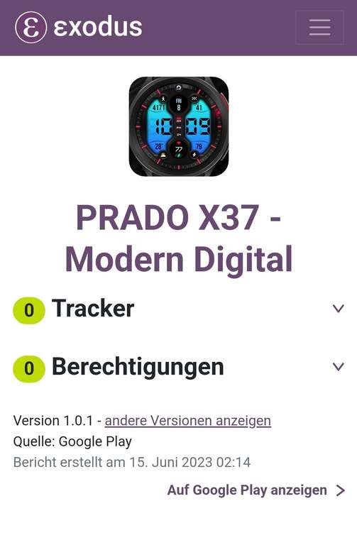 (Google Play Store) PRADO X37 - Modern Digital (WearOS Watchface, digital)