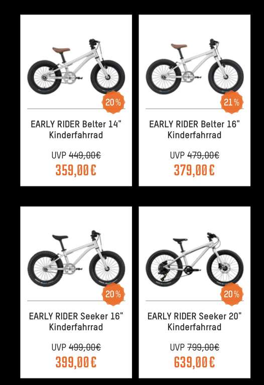 Secret Deals: Early Rider zB Belter 16“ nur 383,99€ stark reduziert bei bike-components
