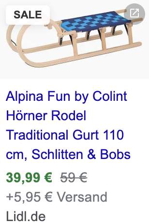 verschiedene Holzschlitten by Colint, z.B. Alpina Fun Davos Traditional 110  cm oder Alpina Fun Hörner Rodel Traditional Gurt 110 cm | mydealz