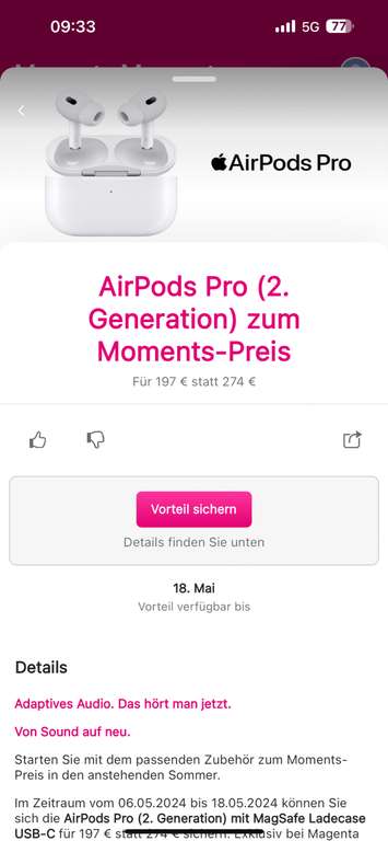 Apple AirPods Pro 2 Generation mit USB-C - Magenta Moments