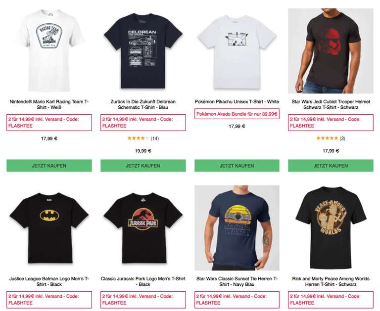 2 x T-Shirts für 14,99 € @ zavvi.de