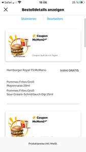 5x McDonald’s Menüs für 1000 App Punkte (Gutscheinfehler)