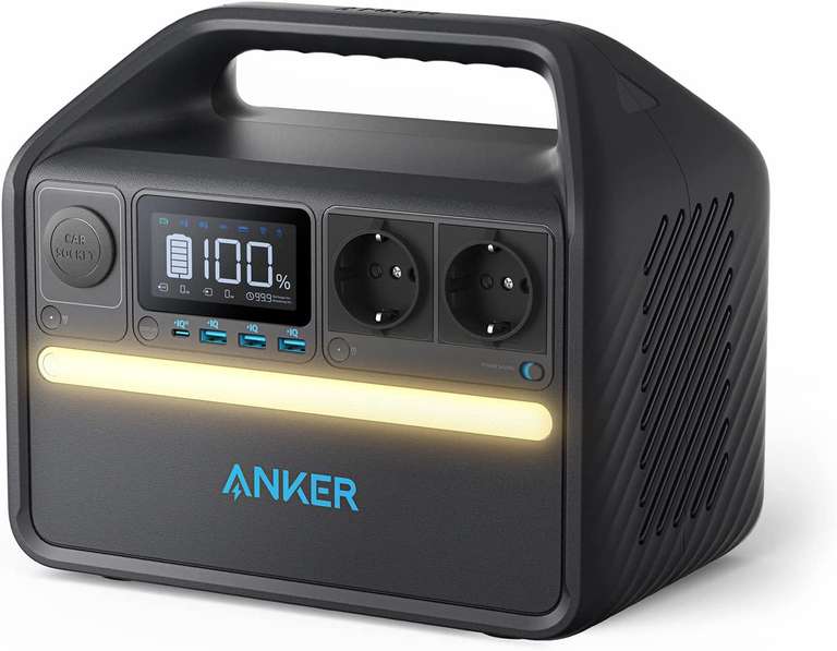 Anker PowerHouse 535 Power Station (512Wh LiFePO4, 2x Schuko bis 500W, USB-C PD 60W, 3x USB-A 12W, 12V-Ausgang, 5J Garantie)