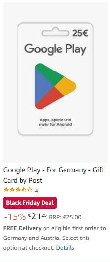 auf Google | 15% mydealz Play Geschenkkarten
