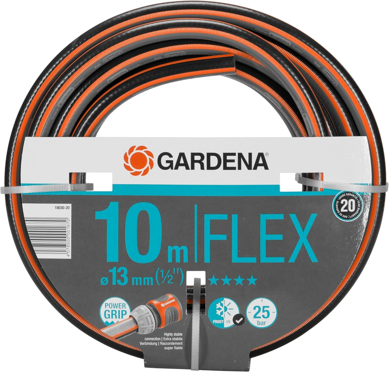 (Prime) Gardena Comfort FLEX Schlauch 13 mm (1/2 Zoll), 10m: Formstabiler, flexibl. Gartenschlauch m. Power-Grip-Profil, Spiralgew., 25 bar