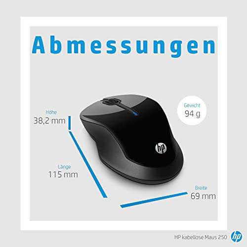 HP 250 Kabellose Maus, Schwarz für 9,99€ (Amazon Prime)