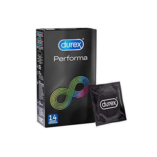 [PRIME/Sparabo] Durex Performa Kondome - Kondom mit 5% benzocainhaltigem Gel auf Kondomspitze bieten zuverlässigen Schutz - 14 Stück