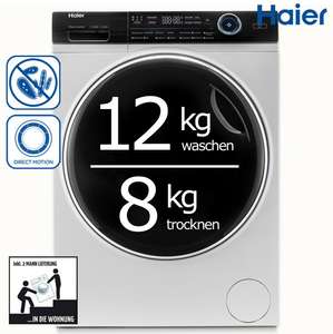 Haier HWD120-B14979 Waschtrockner | 12 kg Waschen - EEK: A | 8 kg Trocknen - EEK: E | 1.400 U/min. | Dampf-Funktion | Direct Motion Motor