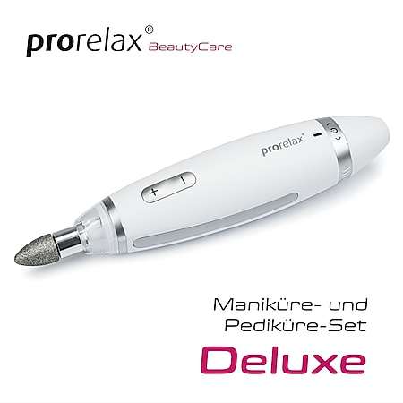 prorelax Maniküre- / Pediküre-Set DELUXE | Hand- und Fußpflege | 15 hochwertige Aufsätze aus chirurgischem Stahl | LED-Licht