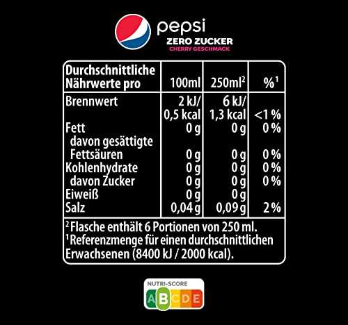 (Prime Day) Pepsi Zero Cherry oder Lemon 6x1,5L für 6,19€ (0,69cent/L)