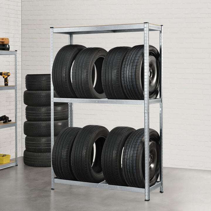 Juskys Metall Reifenregal Drive 8 Reifen max. 600 kg 180 x 117 x 40 cm für 28€ [JUSKYS]