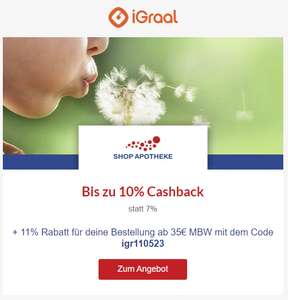 [ Igraal ] Bis zu 10% Cashback + 11% Rabatt für deine Bestellung ab 35€