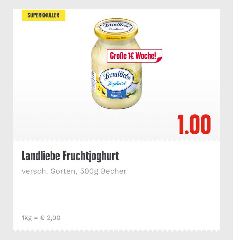 1,00 EUR Woche bei EDEKA, z.B. Landliebe Joghurt (500 g) | mydealz