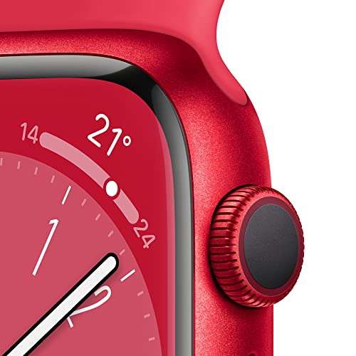 Apple Watch Series 8 41mm Rot (Rotes Silikon Armband)
