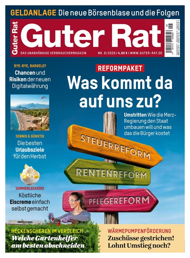 6 Ausgaben Guter Rat für 24,60 € mit 15 € ShoppingBON-Universalgutschein (inkl. Amazon) oder 15 € Scheck + 1 Ausgabe gratis bei Bankeinzug