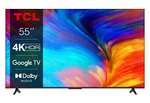 TCL 55P639 55 Zoll (139cm) LED Fernseher, 4K UHD, Smart TV, Google TV, HDR 10, Dynamic Colour Enhancement, 60Hz Motion Clarity, HDMI 2.1