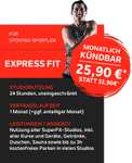 [lokal Berlin] SuperFit ExpressFit Abo | Anmeldegebühr einmalig 29,90 €, monatlich 25,90 €, monatlich kündbar, 24 Std. Nutzung
