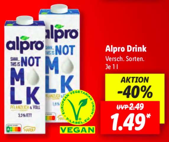 [Lidl] Alpro Not MLK für 1,49€