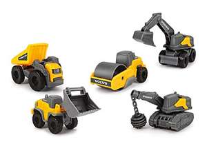 Dickie Toys Volvo Micro Workers 5er Spielzeugset Baustelle, Bagger, Baustellenfahrzeuge 5er-Set, Baufahrzeuge für Kinder ab 3 Jahren (Prime)