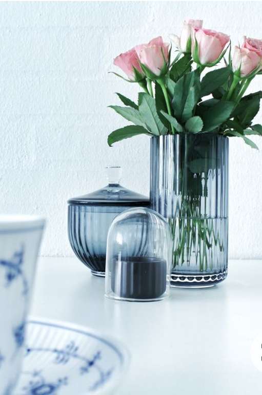 Lyngby Porcelæn Glas-Vase, Höhe 20 cm, Ø 10,5 cm [Raum-Blick]