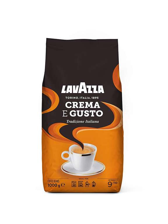 Lavazza, Crema e Gusto Tradizione Italiana, Geröstete Kaffeebohnen, Ideal für Espresso, Arabica und Robusta , 1 kg [Prime Spar-Abo]