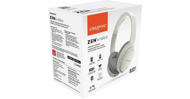 Creative Zen Hybrid, Kopfhörer (weiß, USB-C, Bluetooth, Hybrid ANC)