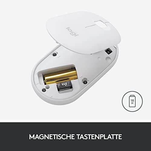 Logitech Maus M350 Pebble Bluetooth Mouse, 3 Tasten, 1000 dpi, Bluetooth, Graphite