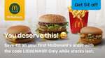 [ausgewählte Filialen] 5€ Rabatt auf 1. McDonald's Bestellung (Bestandskunden, Liefer-Bestellungen)