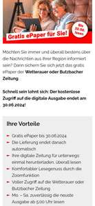 Gratis ePaper der Wetterauer oder Butzbacher Zeitung bis 30.06