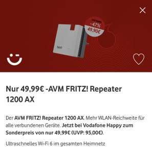 Kunden von Vodafone (manche): AVM Fritz! Repeater 1200 AX