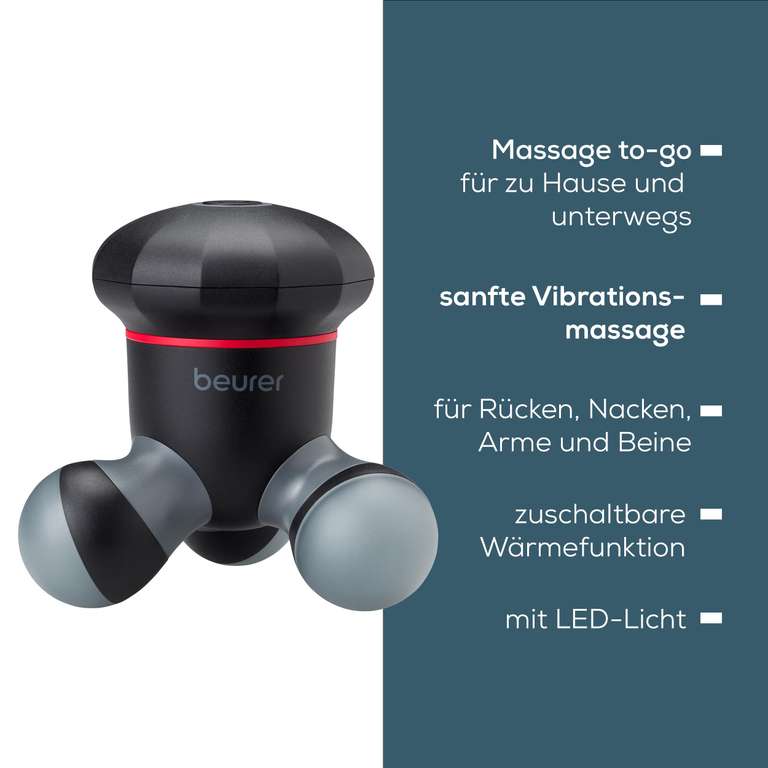 [Prime] Beurer MG 18 Mini-Massagegerät, elektrisches Handmassagegerät für sanfte Vibrationsmassage, für Rücken, Nacken, Arme und Beine