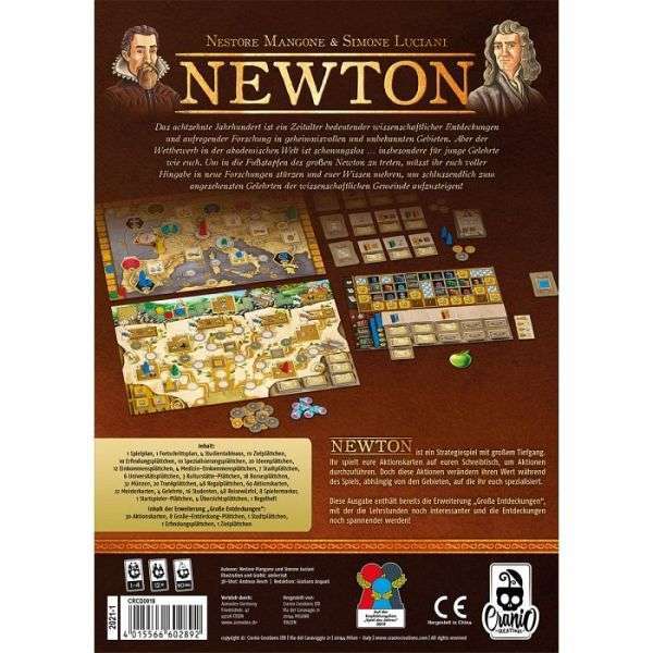 Newton & Große Entdeckungen | Brettspiel für 1 - 4 Personen ab 12 Jahren | ca. 90 Min. | inkl. Erweiterung | BGG: 7.9 / Komplexität: 3.17