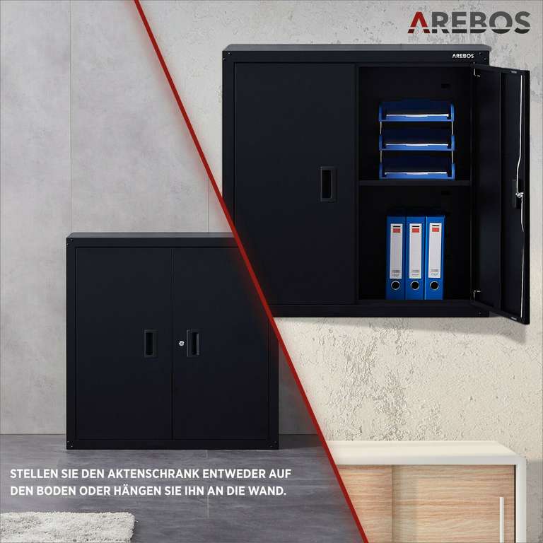 [Ebay] AREBOS Akten/Büroschrank aus Metall/Stahl Pulverbeschichtet & Sicherheitszylinderschloss 90 x 90 x 40 cm