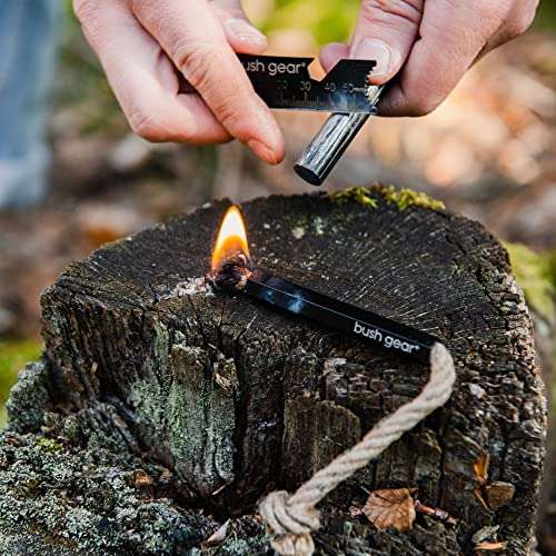 Feuerstahl-Set & Zunder in Aluminiumdose inkl. 2X Ersatz-Zunder - Feuerstarter Set für Outdoor Survival Camping - 60 Minuten Brenndauer