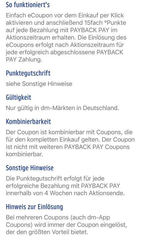 [Payback/DM] 15 fach Punkte auf ALLE Einkäufe ab 2€ mit Pay vom 26.02. bis 31.03.