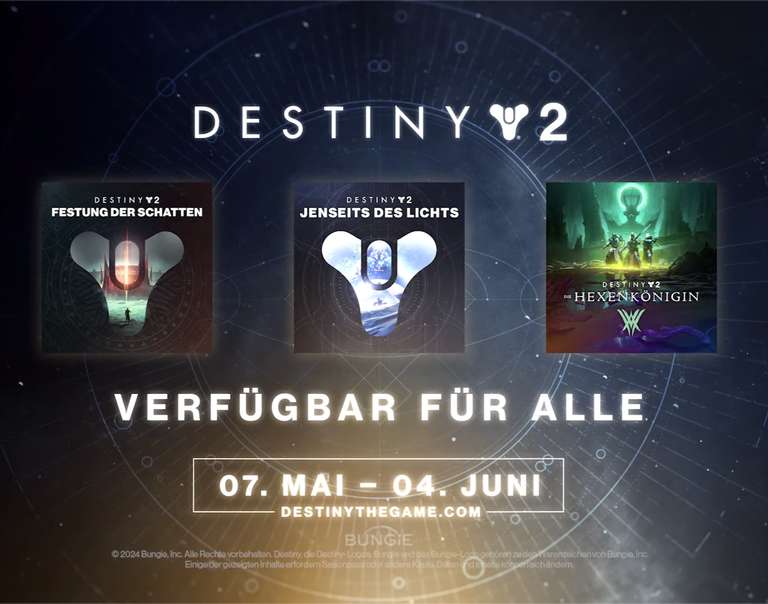 [Alle Plattformen] Destiny 2: Erweiterung-Open Access (Die Hexenkönigin / Jenseits des Lichts / Festung der Schatten) bis zum 3. Juni