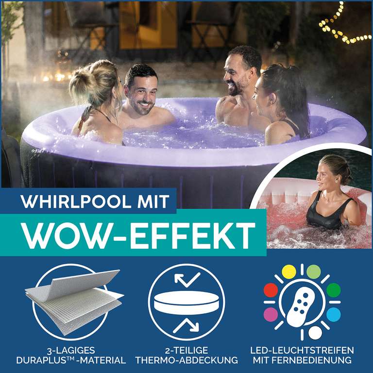 Bestway Aufblasbarer Whirlpool für 4 Personen 180 cm x 66 cm LED RGB Licht (LAY-Z-SPA Bali AirJet)