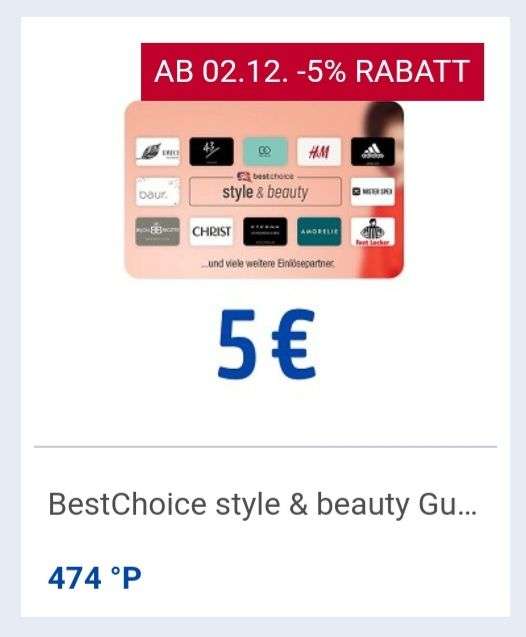 [payback] BestChoice style & beauty Gutschein ca. 9,74 %