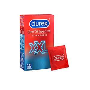 (Prime SparAbo) Durex Gefühlsecht Extra Groß Kondome – XXL Kondome – 10er Pack