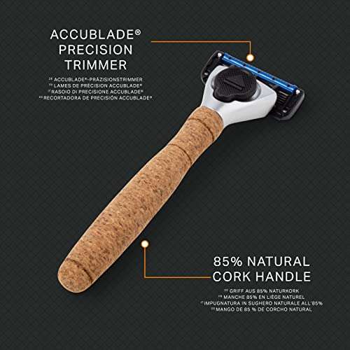 (PRIME) Solimo 5-Blade Razor with Cork Handle and 8 Replacement Blades