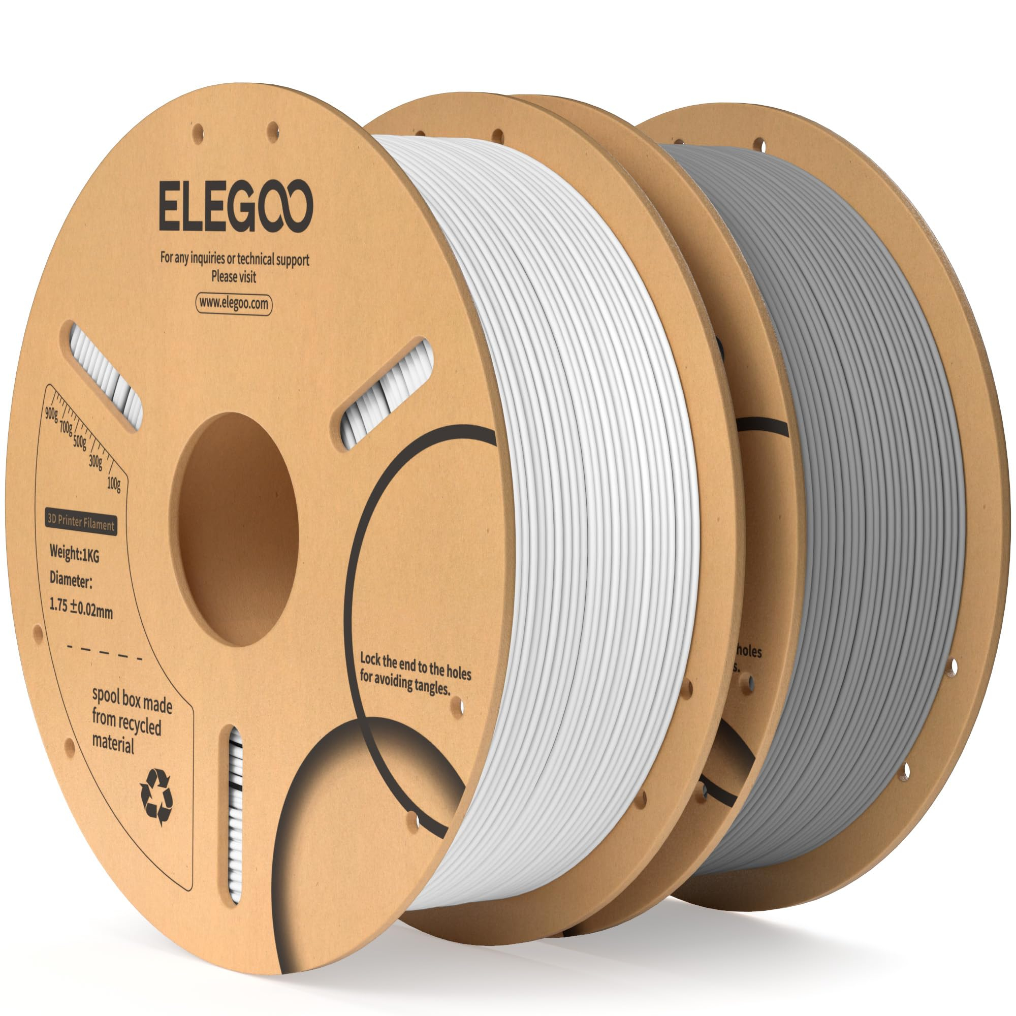 ELEGOO PLA weiß und grau im 2kg Bundle für 9,49€/kg – 3D Druck Filament bei Amazon