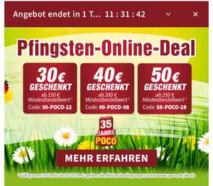 Poco Möbel Pfingsten-Online-Deal 30-50€ sparen ab 150€ MBW