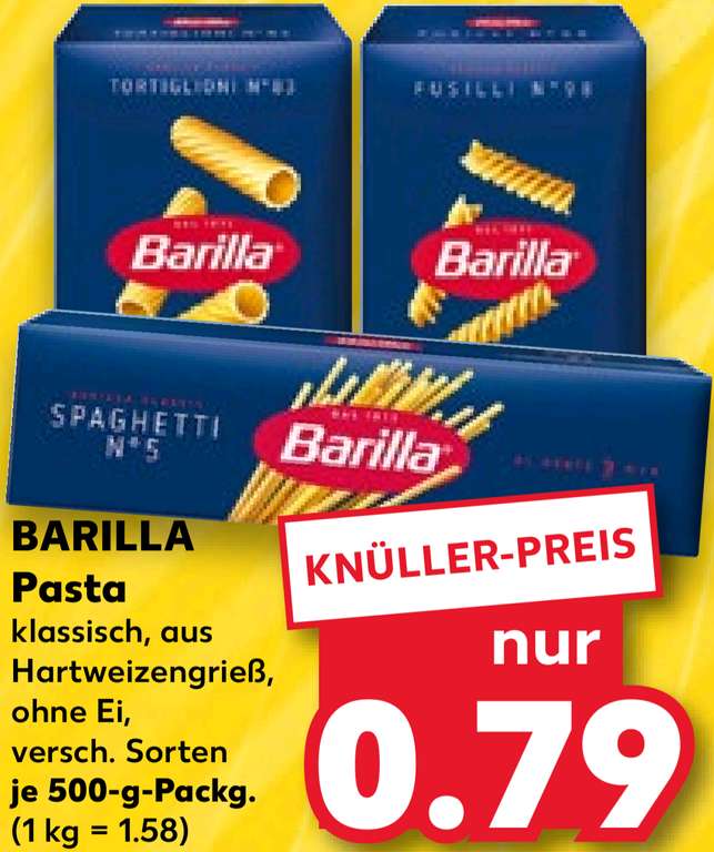 [Kaufland] Barilla Pasta / Nudeln 500g 0,85€
