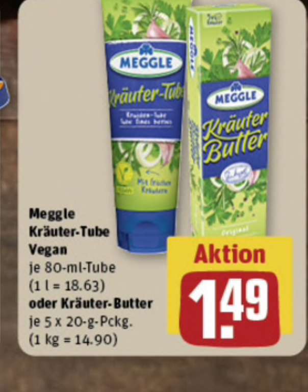 [REWE] Meggle vegan Kräuterbutter Tube (Normalpreis 2,29€)