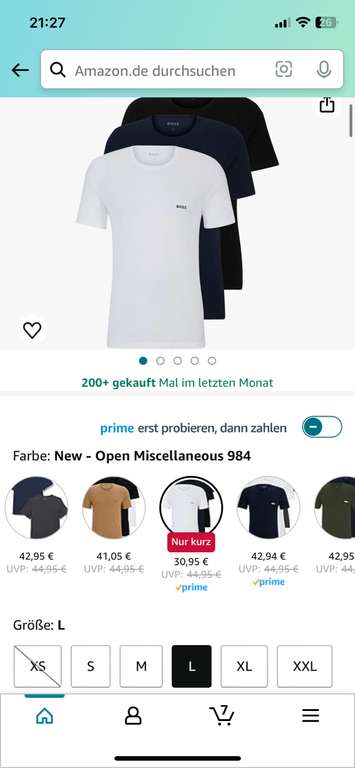 BOSS Herren R-Neck T-Shirt, 3er Pack Classic Gr. L [Amazon Oster Deals]
