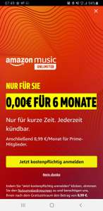 (personalisiert) Amazon Prime Music Unlimited 6 Monate kostenlos