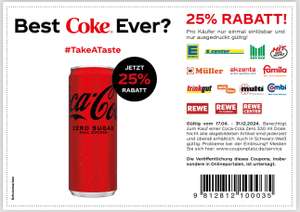 25% Rabatt auf Coca Cola Zero 330ml Dose